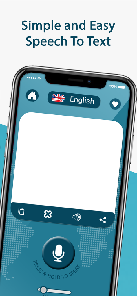 Voice to Text- Voice Typing - Mobile app interface for simple and easy speech to text conversion with a large microphone button