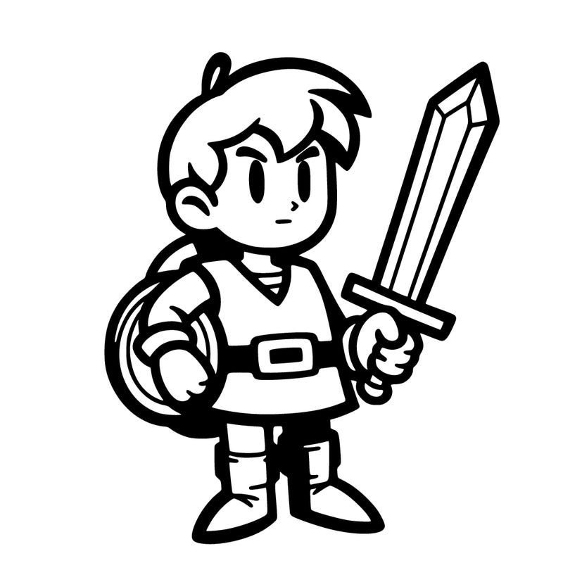 legend of zelda link holding a sword