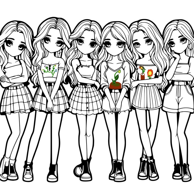 a group of girls realistic