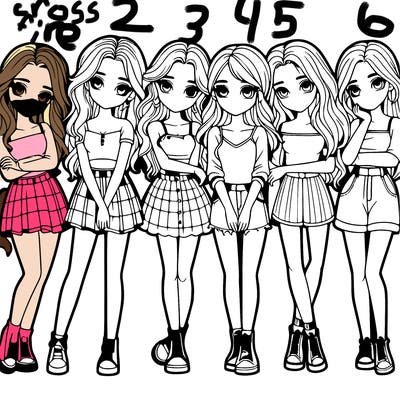 a group of girls realistic