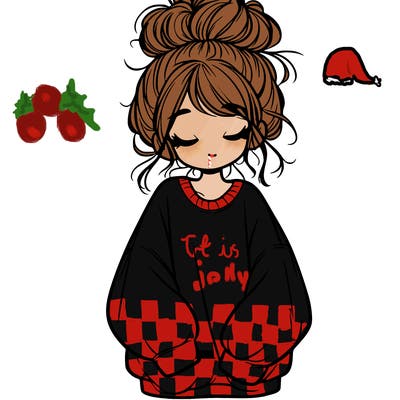 girl with baggy sweatshirt and messy bun