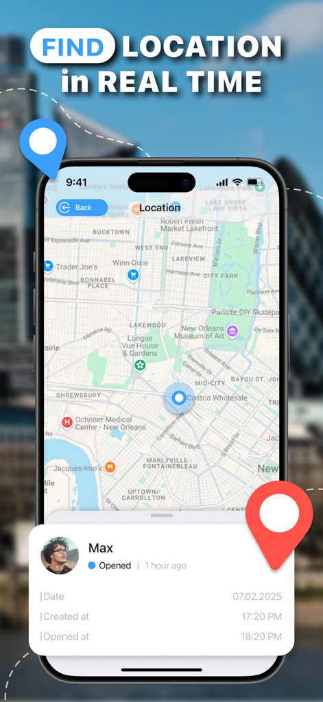 Interfaz de smartphone mostrando el rastreo de ubicación GPS en tiempo real de un miembro de la familia en un mapa