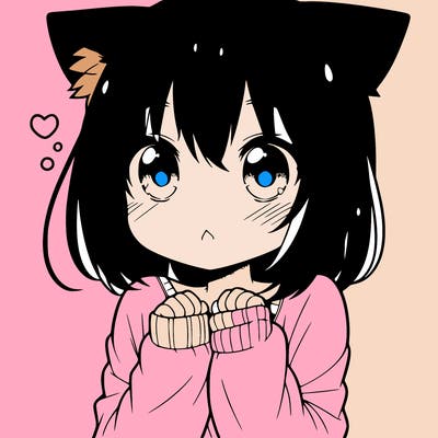 shy anime catgirl