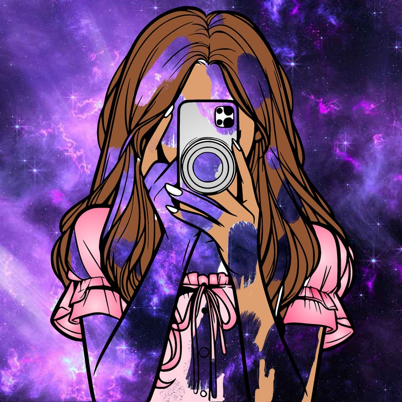 a realistic girl holding her phone taking pictures