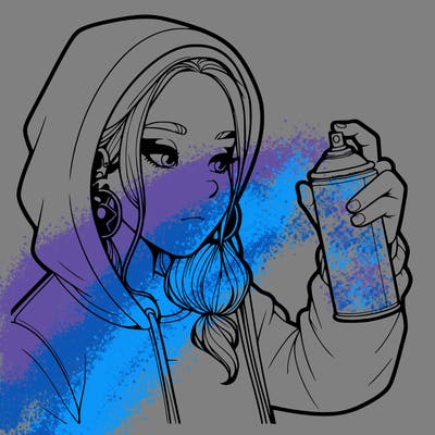 a realistic girl, spray painting