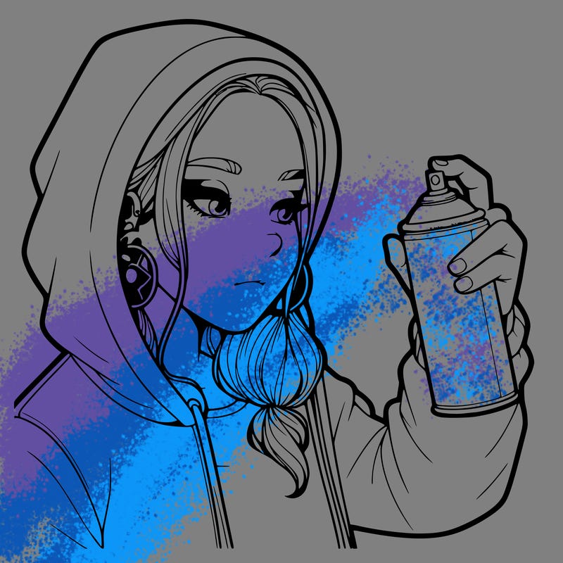 a realistic girl, spray painting