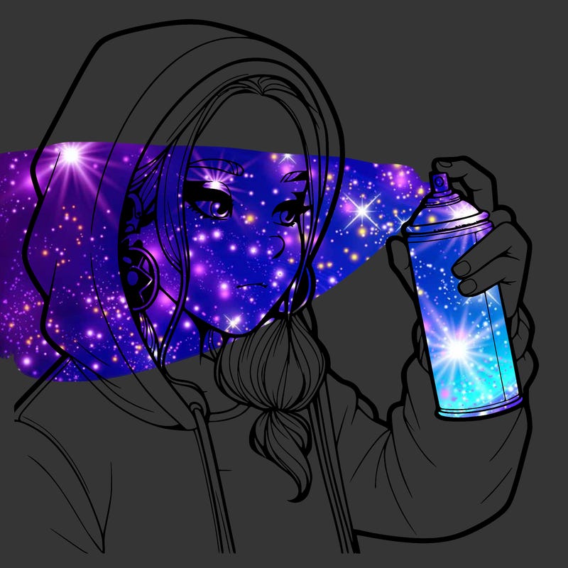 a realistic girl, spray painting