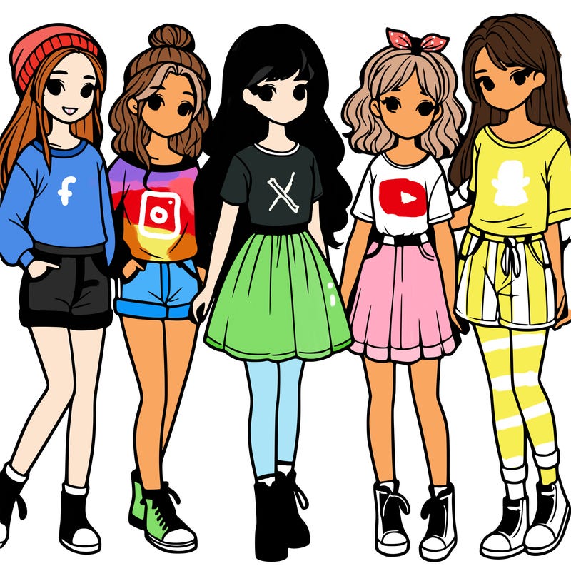 a group of five girls