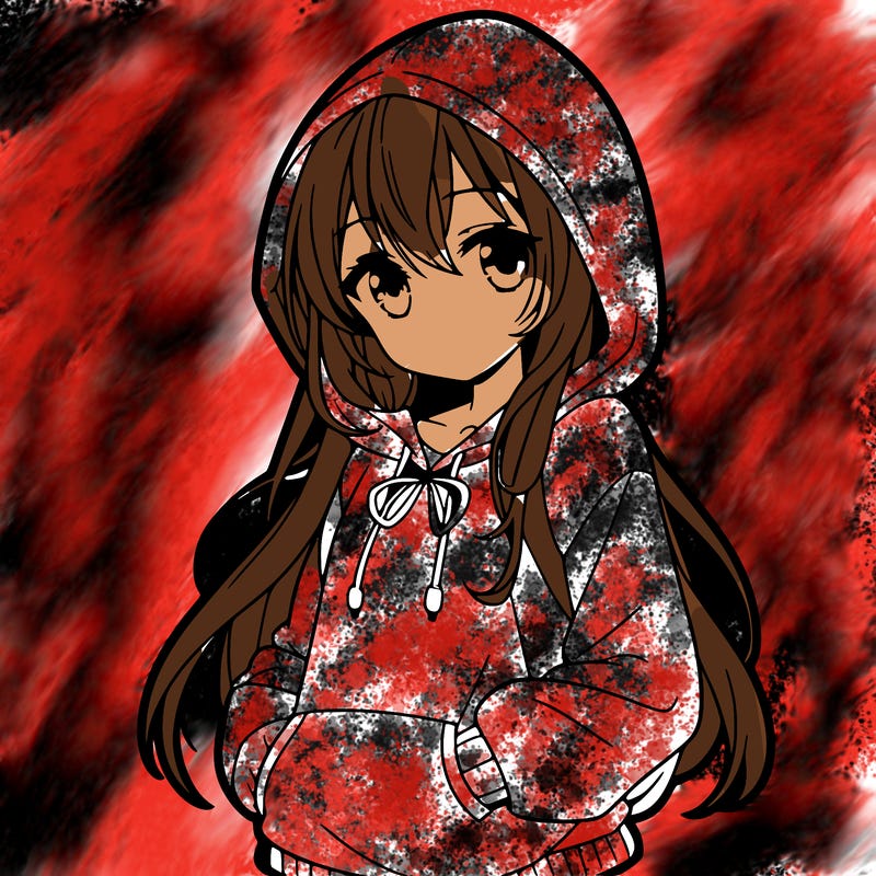 an anime girl with a kawaii hoodie on