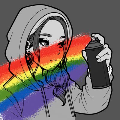 a realistic girl, spray painting