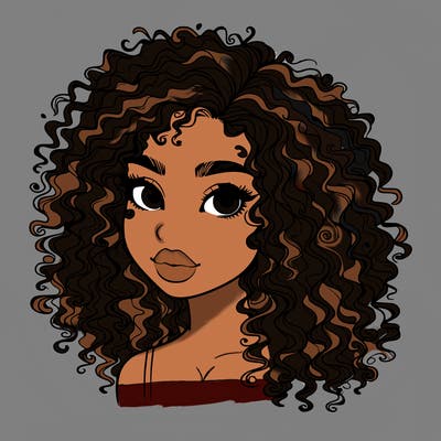 girl with curly hair realistic