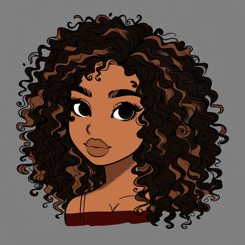 girl with curly hair realistic