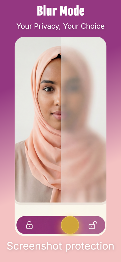 Sahan - Somali Marriage - Sahan Somali Marriage app screen displaying privacy features like Blur Mode and screenshot protection.