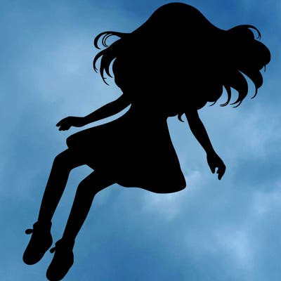 realistic girl floating