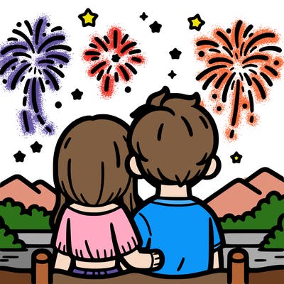 couple watching fireworks