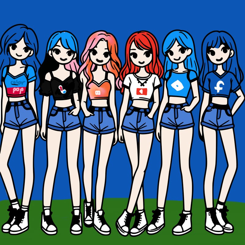 a group of girls wearing crop tops and shorts