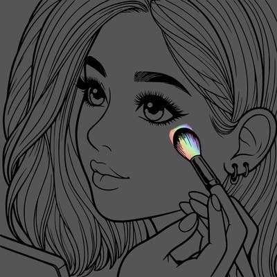 a realistic girl doing her makeup