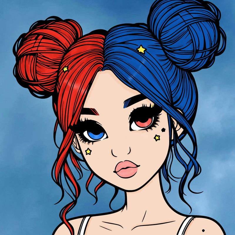 realistic girl with space buns