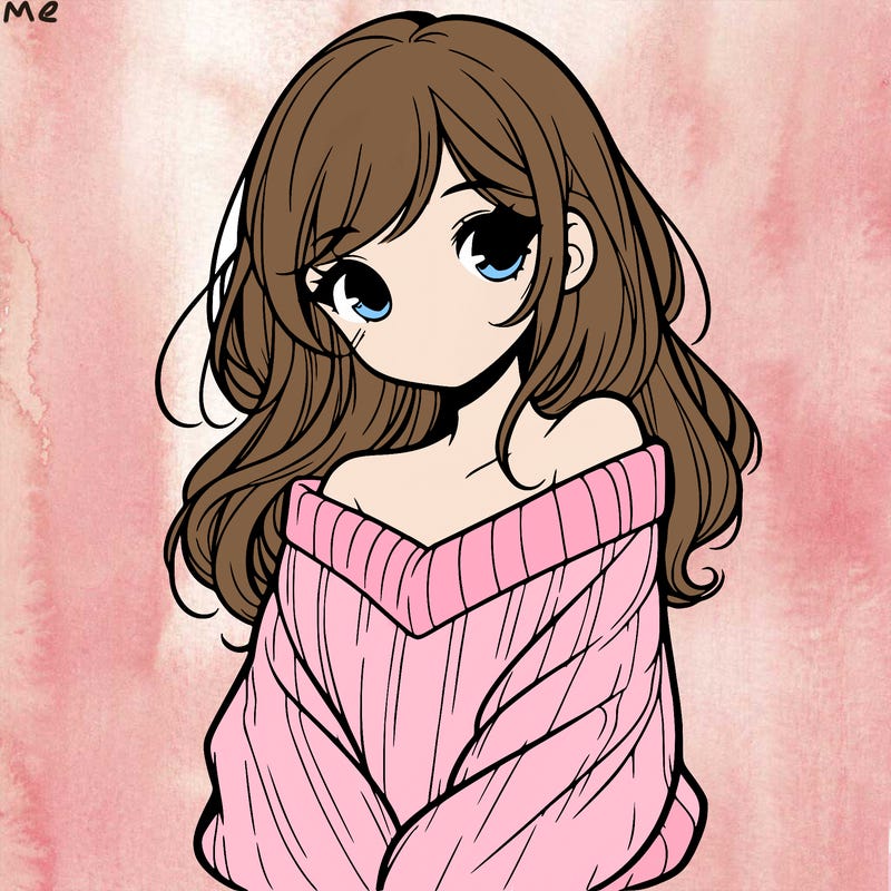shy pretty girl wearing a sweater that is falling off one shoulder portrait