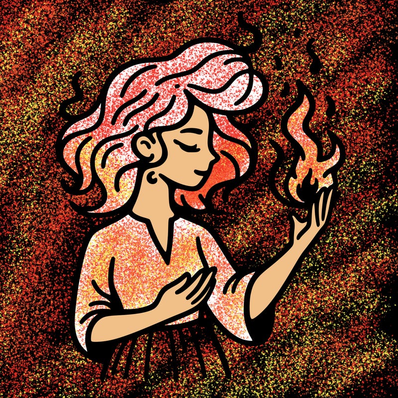 woman with fire