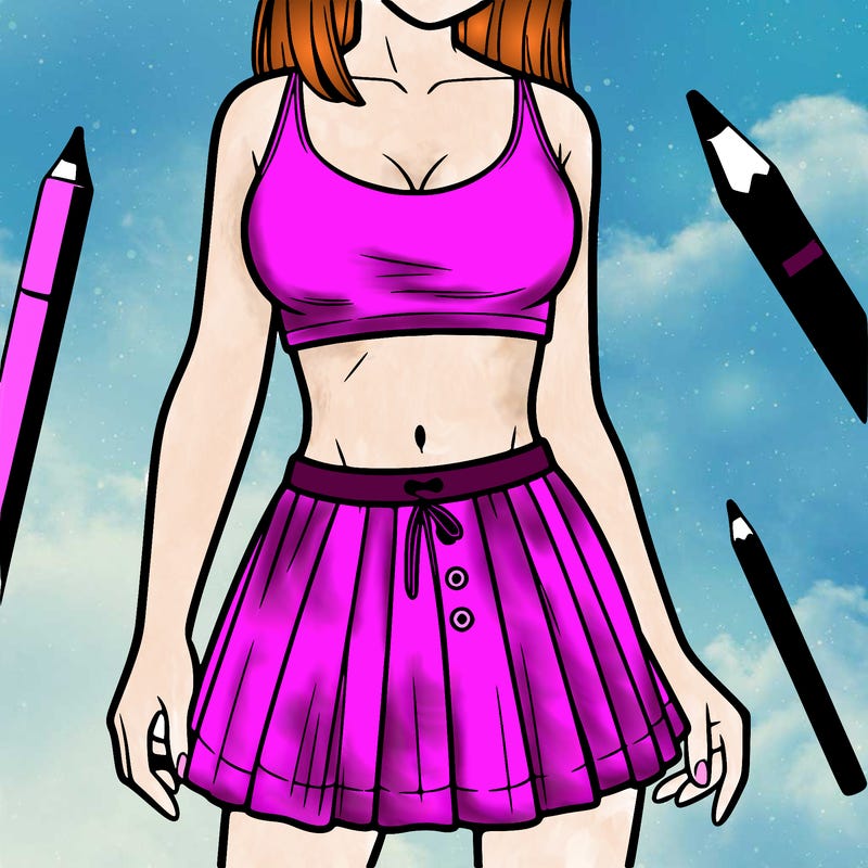 a woman wearing croptop and skirt