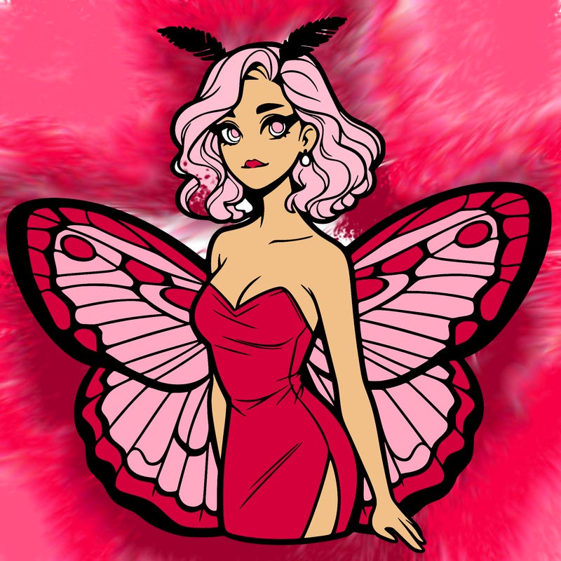 woman with moth wings