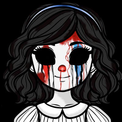 a girl with glowing eyes