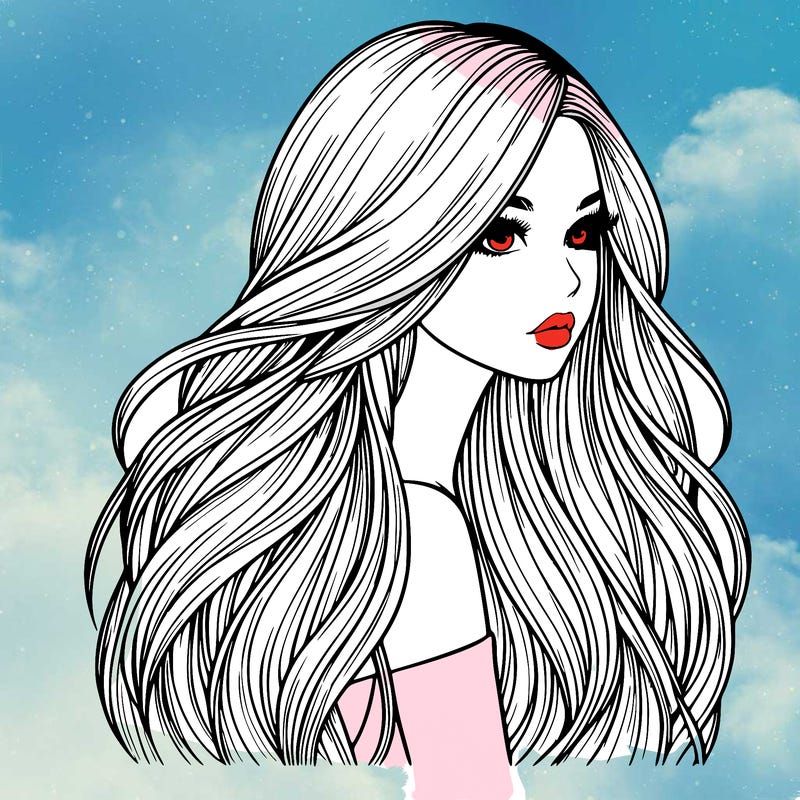 realistic girl with long realistic hair