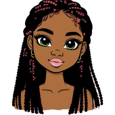 a realistic black girl with braids