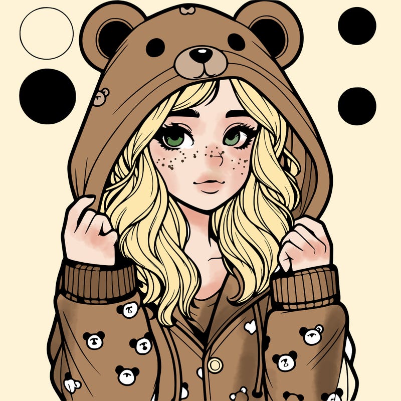 realistic girl in a animal pjs hoodie