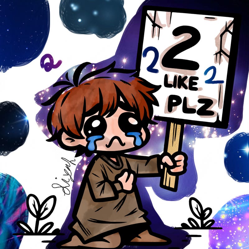 small poor toddler crying with sign that says 2 like plz