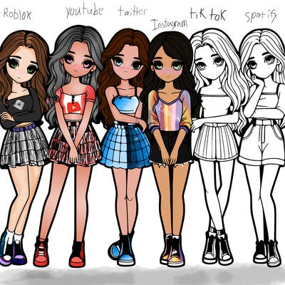 a group of girls realistic