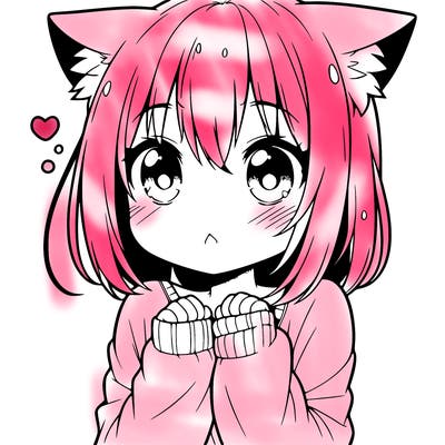 shy anime catgirl