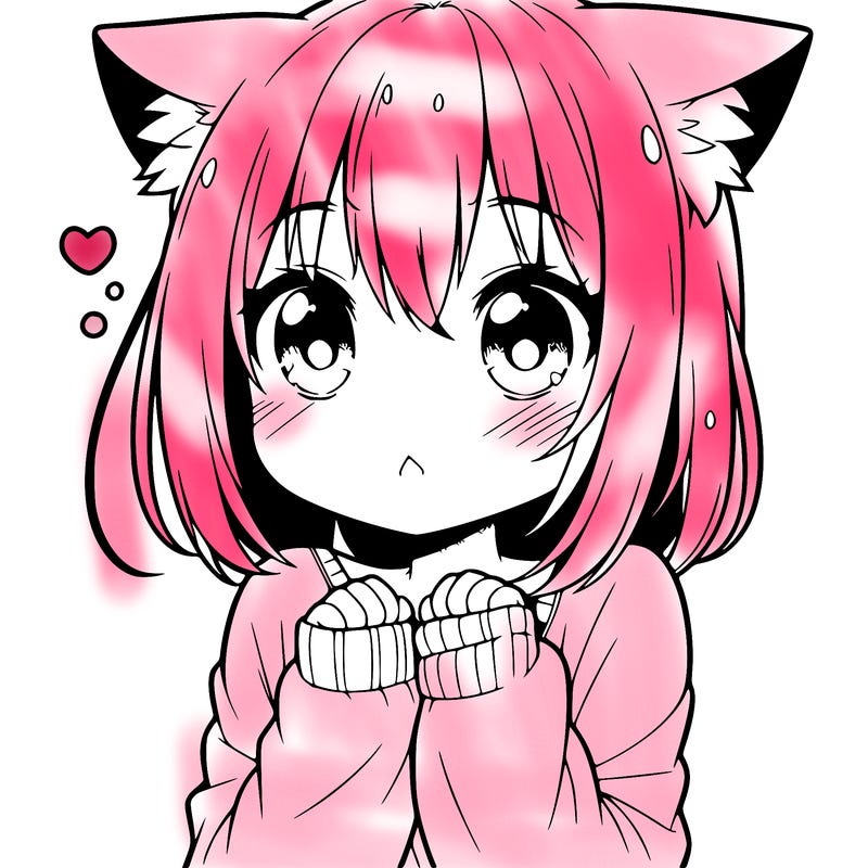 shy anime catgirl