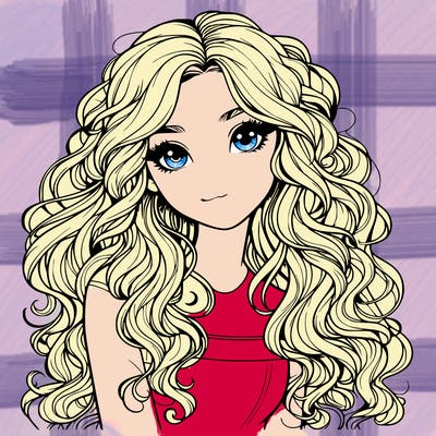 realistic pretty girl with long curly hair
