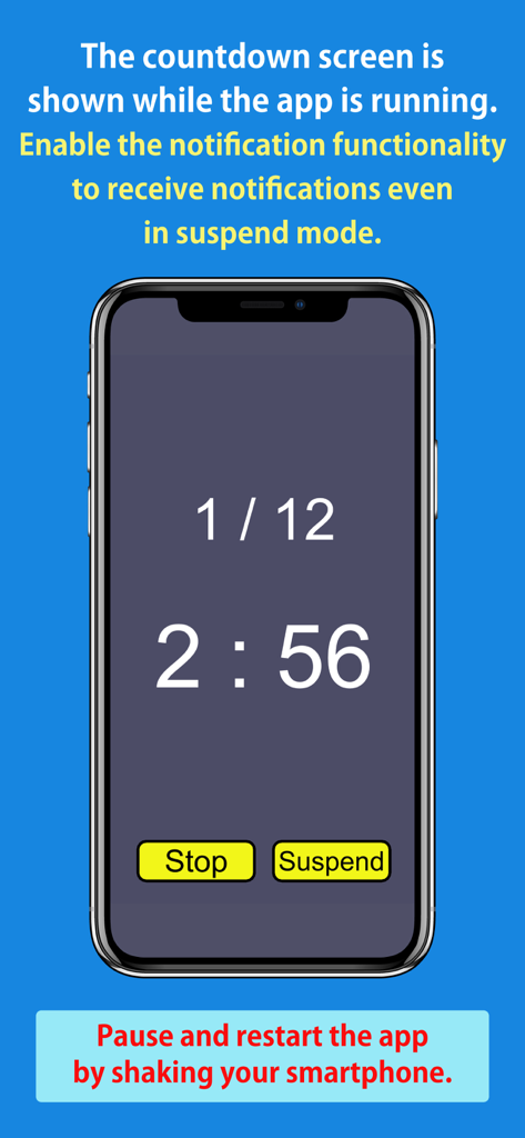 R-Timer - Smartphone screen displaying a boxing round countdown timer for the R-Timer app.