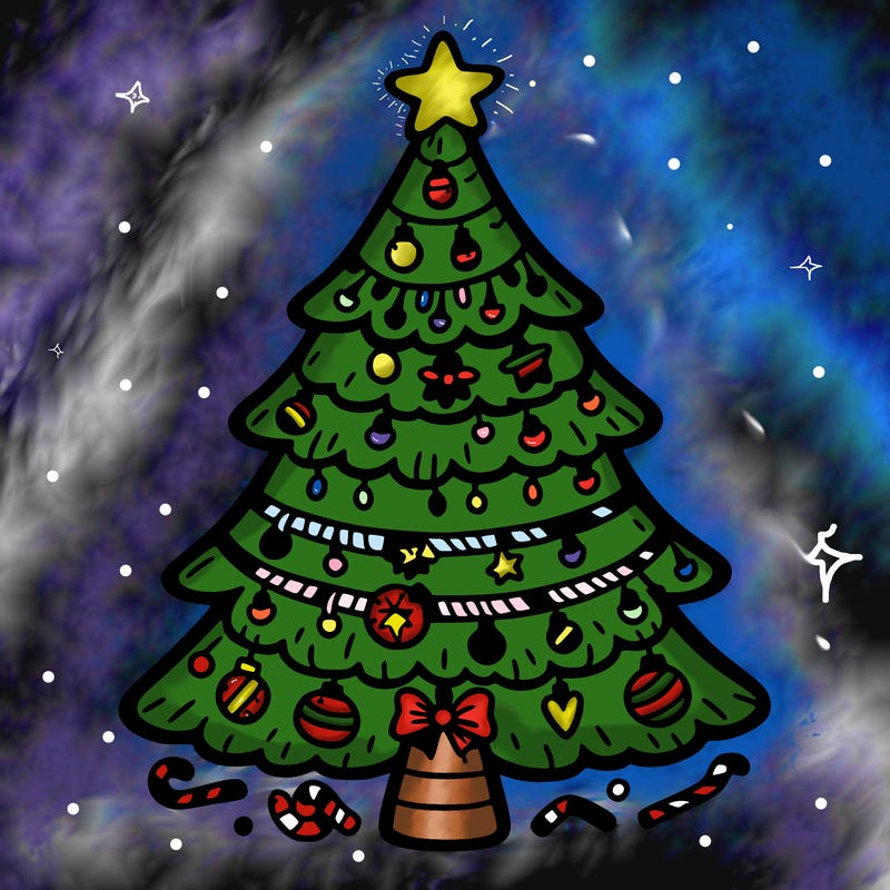 christmas tree with lots of details