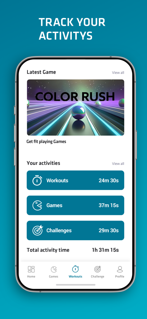 Dashboard attività dell'app Plankpad che mostra i progressi per allenamenti ed esercizi gamificati