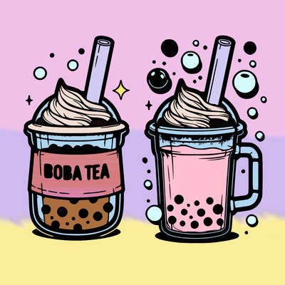 realistic, boba tea