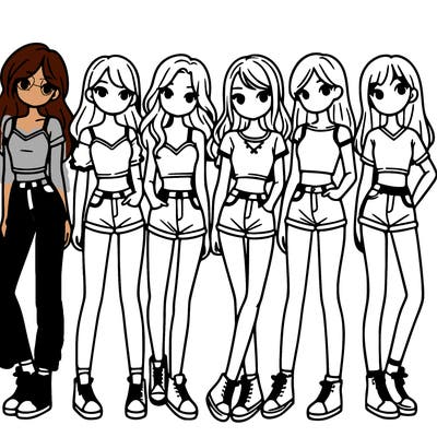 a group of girls wearing crop tops and shorts