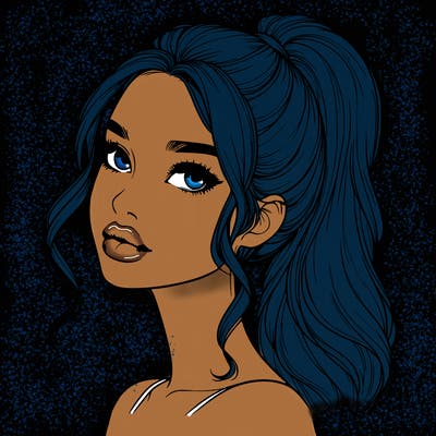 realistic girl with a ponytail on her hair and lips