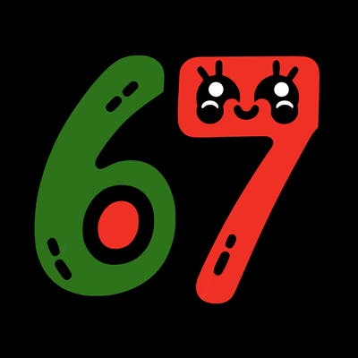 the numbers 67