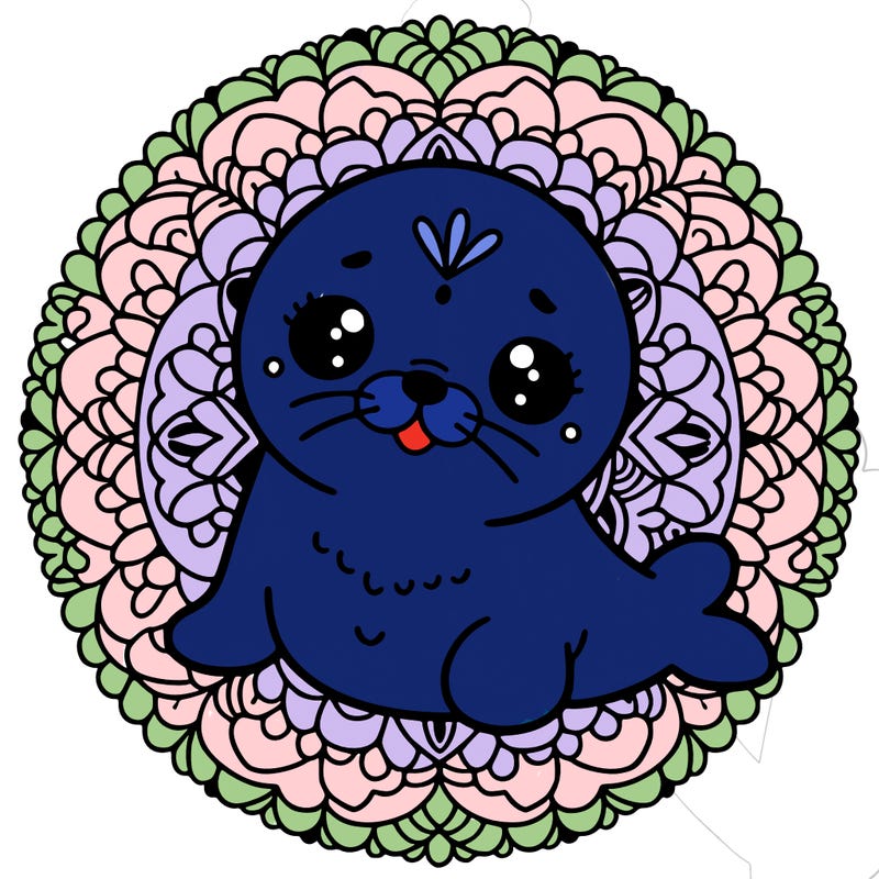 a cute baby seal mandala