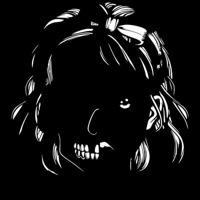 realistic girl with half skull mask