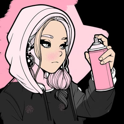 a realistic girl, spray painting