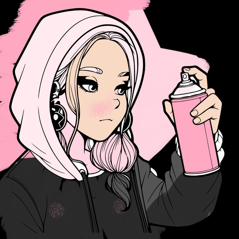 a realistic girl, spray painting