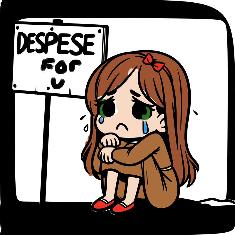 desperate girl with sign