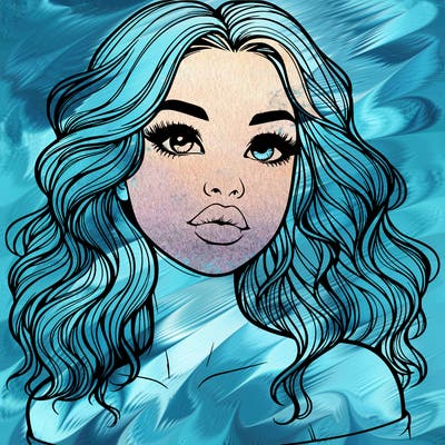 realistic girl with wavy hair and lips