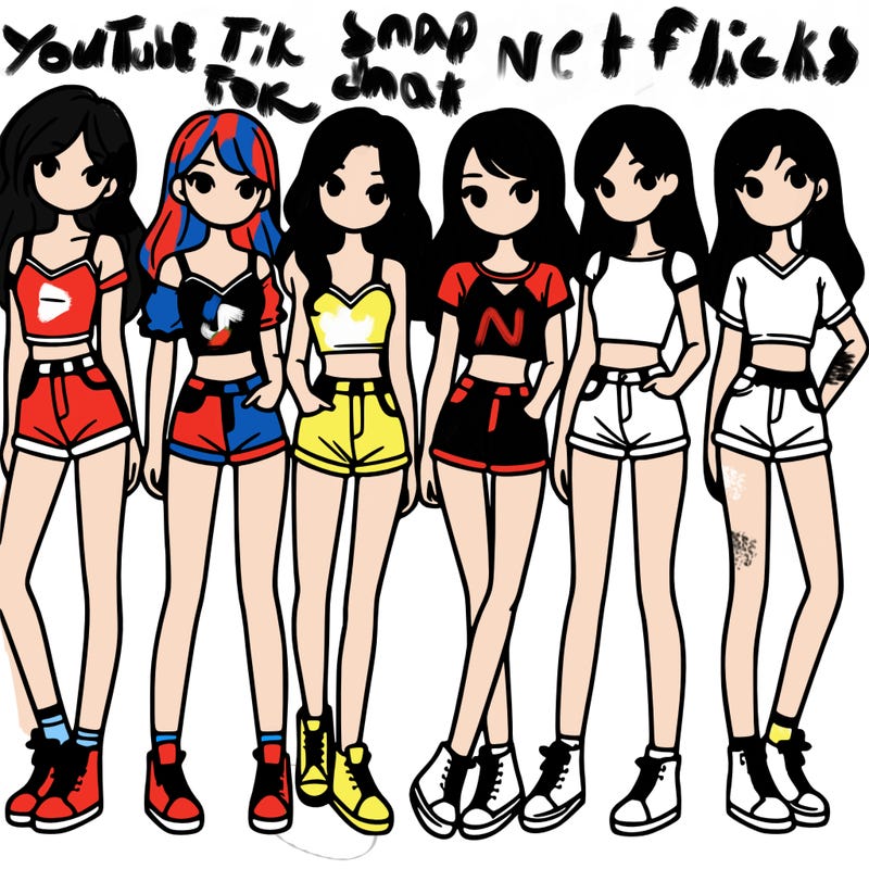 a group of girls wearing crop tops and shorts