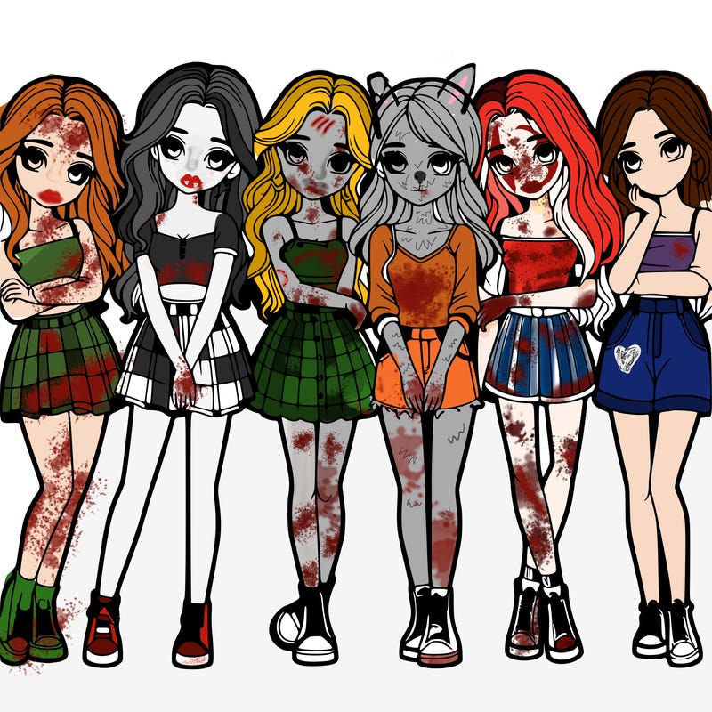 a group of girls realistic